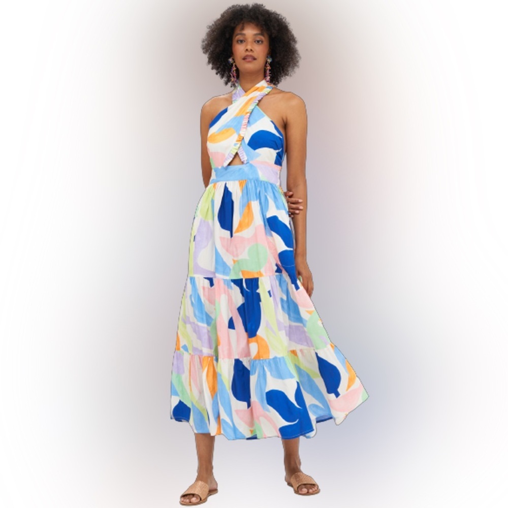 Oliphant Cross Front Maxi Dress White Medium